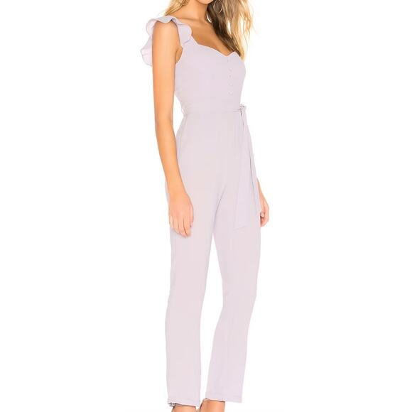 Revolve Lavender Smocked Jumpsuit SMALL Cottagecore Pastel More to Come $88 NEW - Picture 2 of 9